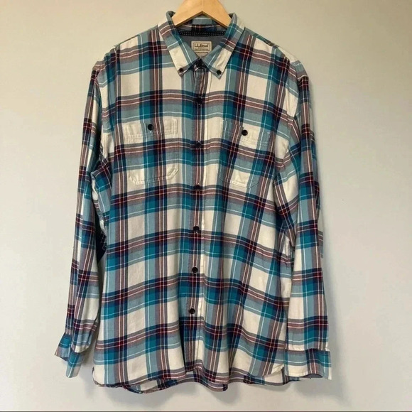 L.L. Bean plaid slightly fitted  organic cotton tencel lyocell blend shirt - Picture 1 of 6
